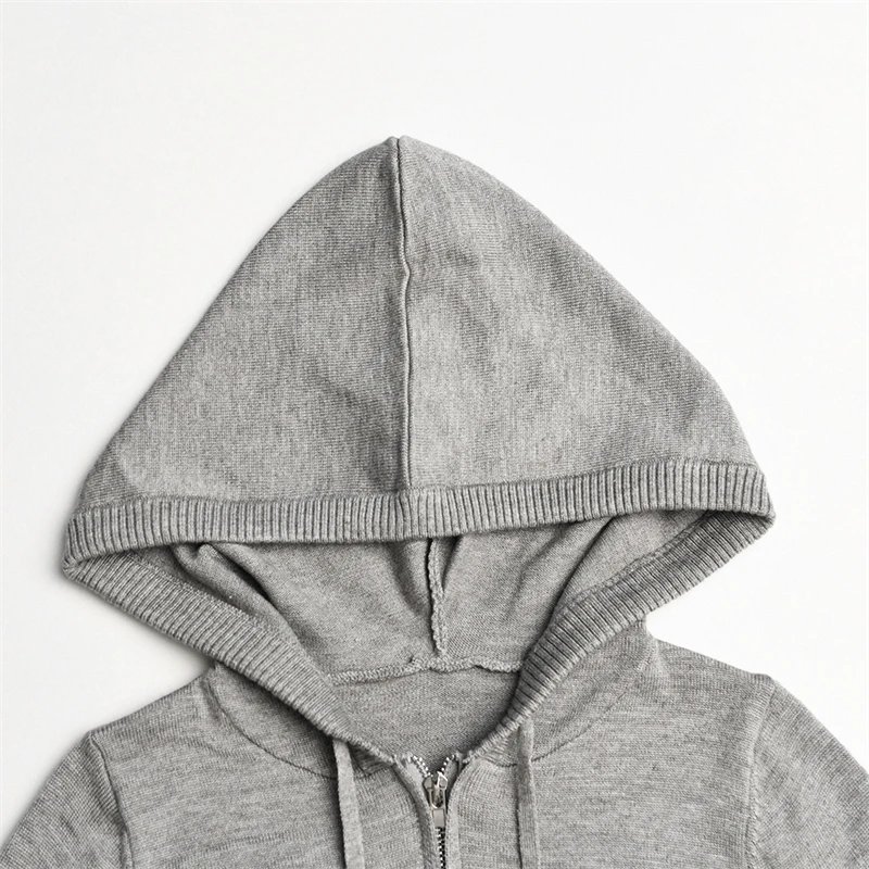 Fashion Women Ribbed Knit 2 Piece Outfits Long Sleeve Zipper-Up Slim Fit Hooded Crop Top Elastic Long Pants Set Y2K Tracksuits