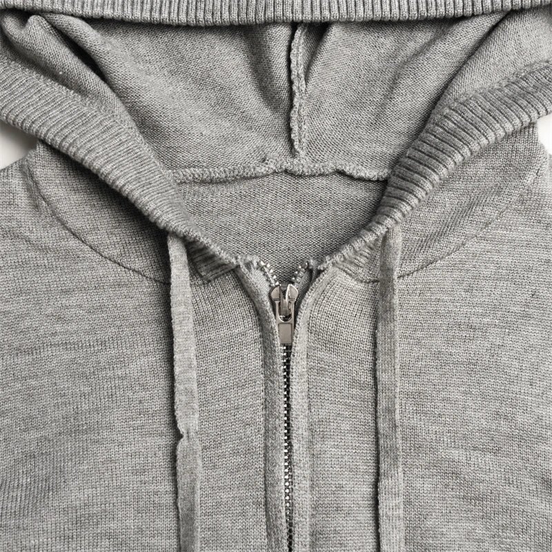 Fashion Women Ribbed Knit 2 Piece Outfits Long Sleeve Zipper-Up Slim Fit Hooded Crop Top Elastic Long Pants Set Y2K Tracksuits