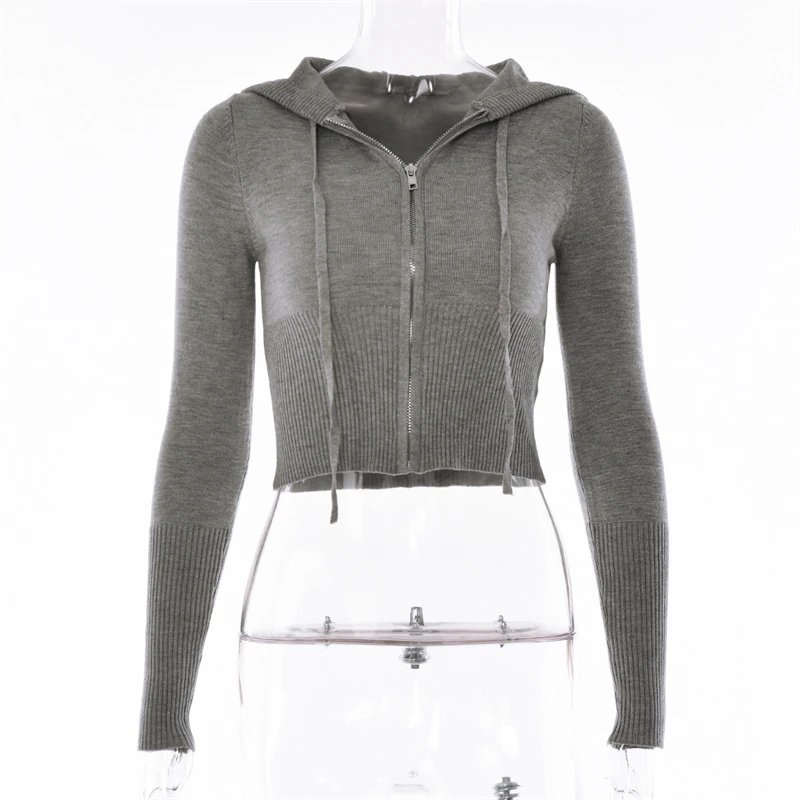 Fashion Women Ribbed Knit 2 Piece Outfits Long Sleeve Zipper-Up Slim Fit Hooded Crop Top Elastic Long Pants Set Y2K Tracksuits