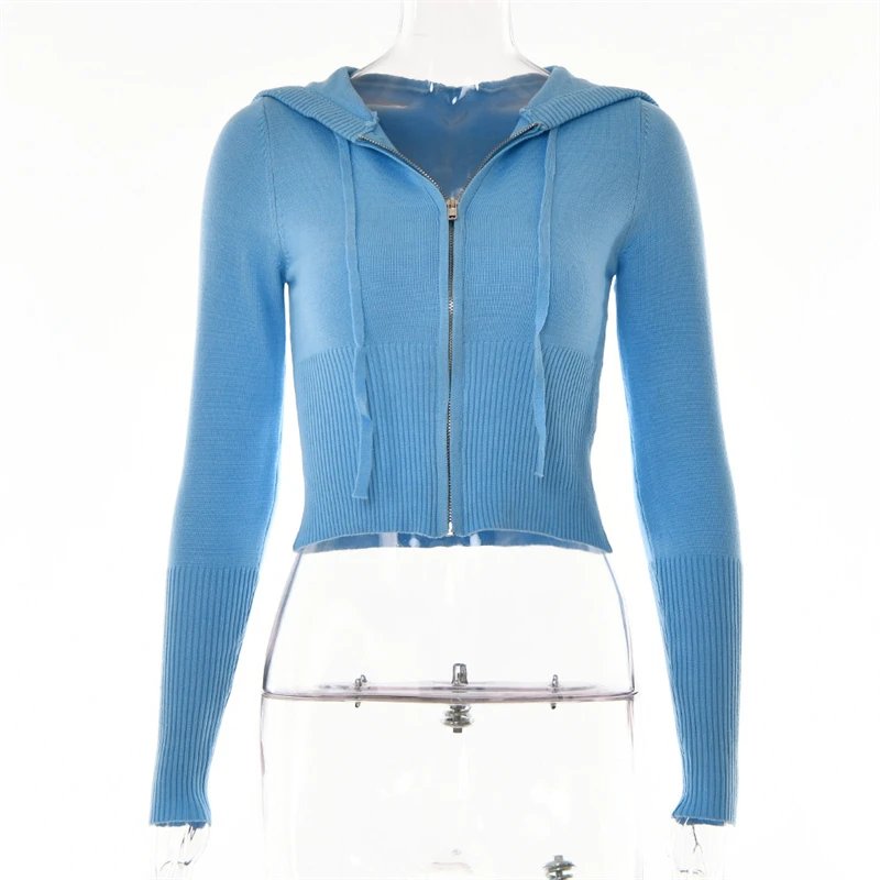 Fashion Women Ribbed Knit 2 Piece Outfits Long Sleeve Zipper-Up Slim Fit Hooded Crop Top Elastic Long Pants Set Y2K Tracksuits