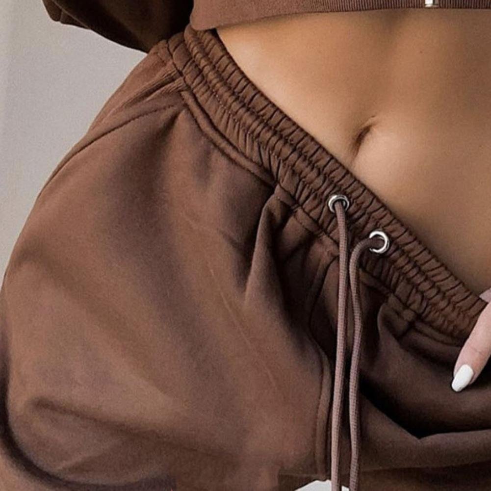 White Autumn Sexy Hoodies Pants Set Tracksuit Hooded Drawstring Women Long Sleeve Crop Top Hoodies Pockets Trousers for Sports White Autumn Sexy Hoodies Pants Set Tracksuit Hooded Drawstring Women Long Sleeve Crop Top Hoodies Pockets Trousers for Sports