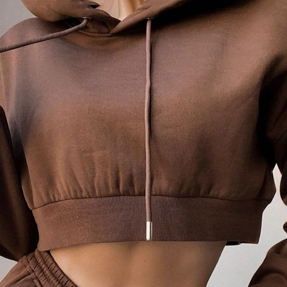White Autumn Sexy Hoodies Pants Set Tracksuit Hooded Drawstring Women Long Sleeve Crop Top Hoodies Pockets Trousers for Sports White Autumn Sexy Hoodies Pants Set Tracksuit Hooded Drawstring Women Long Sleeve Crop Top Hoodies Pockets Trousers for Sports