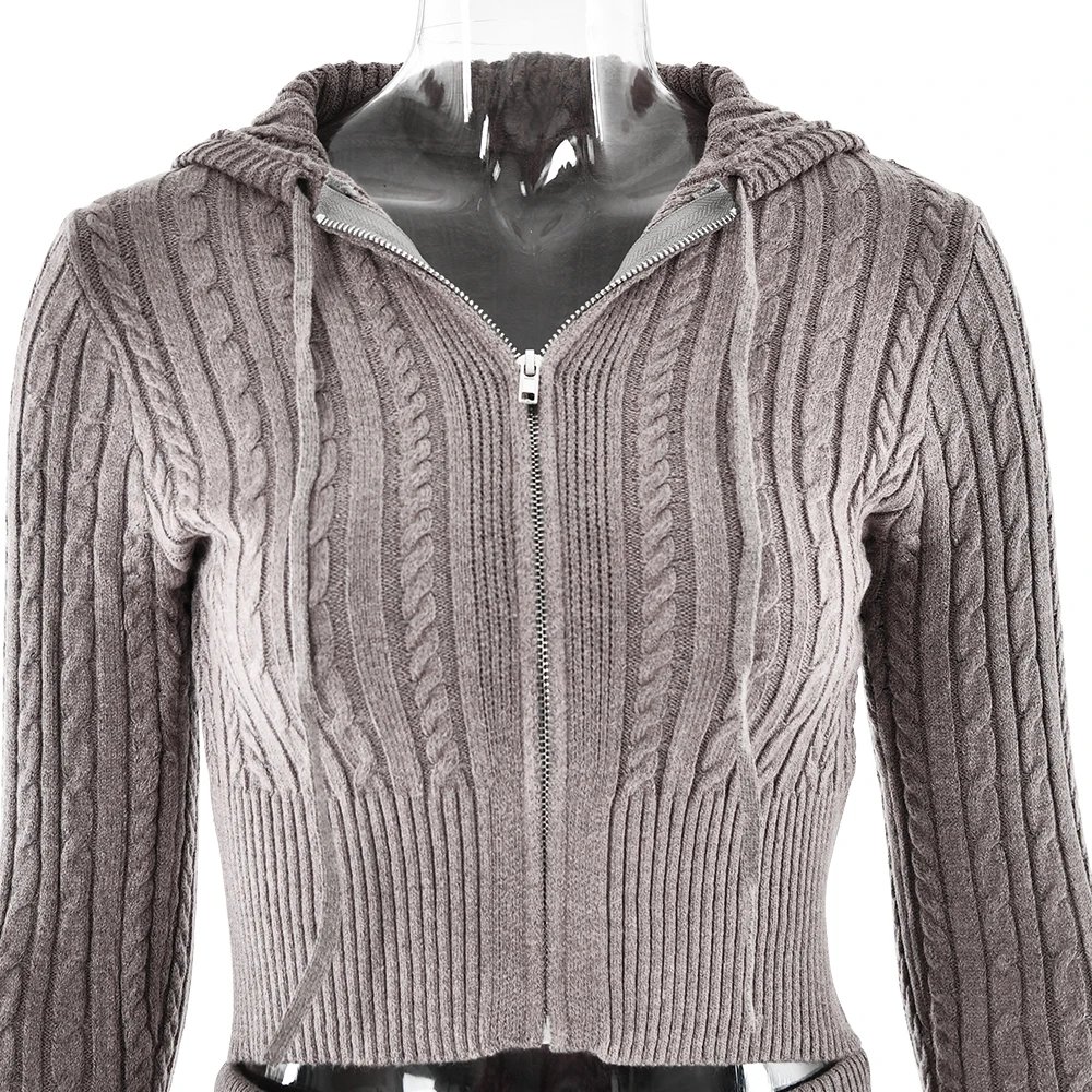 Fantoye Knitted Long Sleeve Zipper Hooded Women Two Piece Sets Thicken Sweater Skinny Long Pant Suit Solid Casual Sweatshirt Set Fantoye Knitted Long Sleeve Zipper Hooded Women Two Piece Sets Thicken Sweater Skinny Long Pant Suit Solid Casual Sweatshirt Set