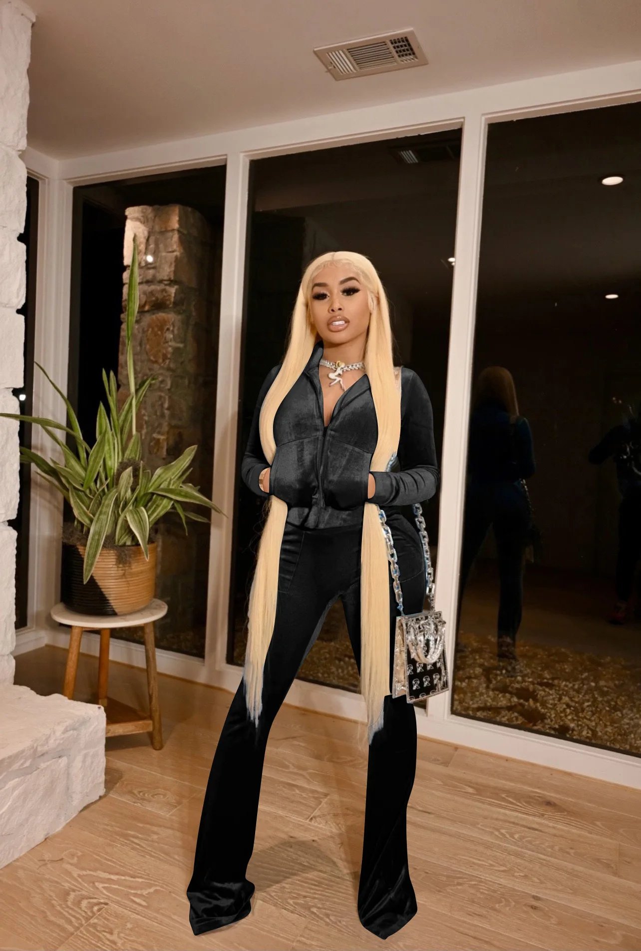 Women Set Autumn Winter Casual Two Piece Sets Velvet Tracksuit Jogger Sets Zipper Crop Jacket Pants Suits Sweatsuits Outfits