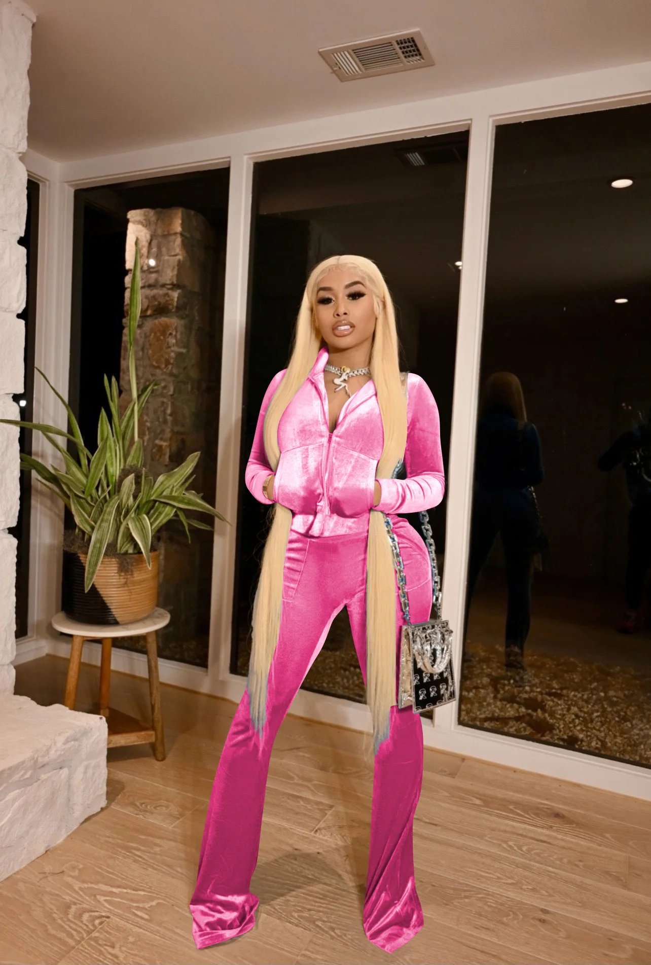 Women Set Autumn Winter Casual Two Piece Sets Velvet Tracksuit Jogger Sets Zipper Crop Jacket Pants Suits Sweatsuits Outfits