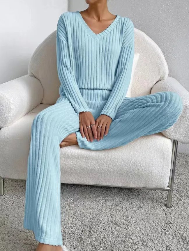 Women Tracksuit Knitted Sweater Pant Sets 2023 Autumn V Neck Pullover Tops Trousers Suits Casual Two Piece Set Outfits Women Tracksuit Knitted Sweater Pant Sets 2023 Autumn V Neck Pullover Tops Trousers Suits Casual Two Piece Set Outfits