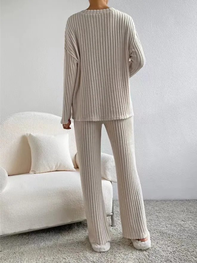Women Tracksuit Knitted Sweater Pant Sets 2023 Autumn V Neck Pullover Tops Trousers Suits Casual Two Piece Set Outfits Women Tracksuit Knitted Sweater Pant Sets 2023 Autumn V Neck Pullover Tops Trousers Suits Casual Two Piece Set Outfits