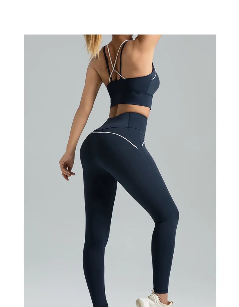 Women's 2pcs yoga set yoga Clothes High Waist Strap Cross High-elasticity Yoga Sports Bra Fitness Wear set Women's Tracksuit Women's 2pcs yoga set yoga Clothes High Waist Strap Cross High-elasticity Yoga Sports Bra Fitness Wear set Women's Tracksuit
