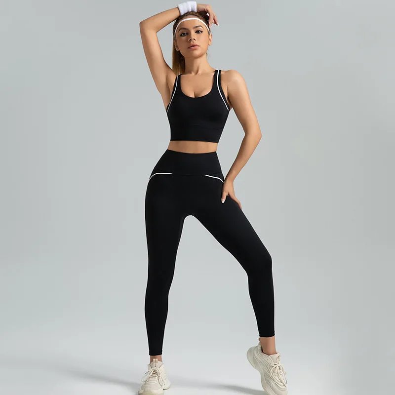 Women's 2pcs yoga set yoga Clothes High Waist Strap Cross High-elasticity Yoga Sports Bra Fitness Wear set Women's Tracksuit Women's 2pcs yoga set yoga Clothes High Waist Strap Cross High-elasticity Yoga Sports Bra Fitness Wear set Women's Tracksuit