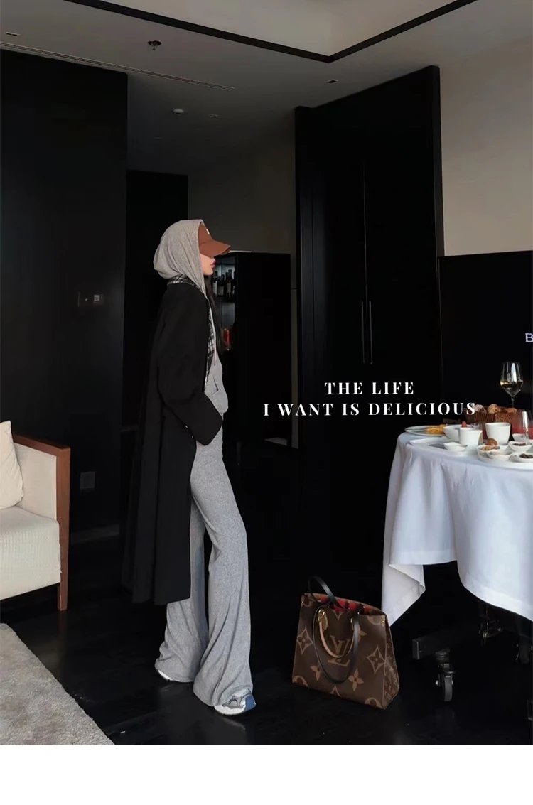 Y2K High Street Two Piece Set Tracksuit Women Hooded Zipper Jacket + Drawstring Wide Leg Pants Korean Fashion Solid Slim Outfits Y2K High Street Two Piece Set Tracksuit Women Hooded Zipper Jacket + Drawstring Wide Leg Pants Korean Fashion Solid Slim Outfits