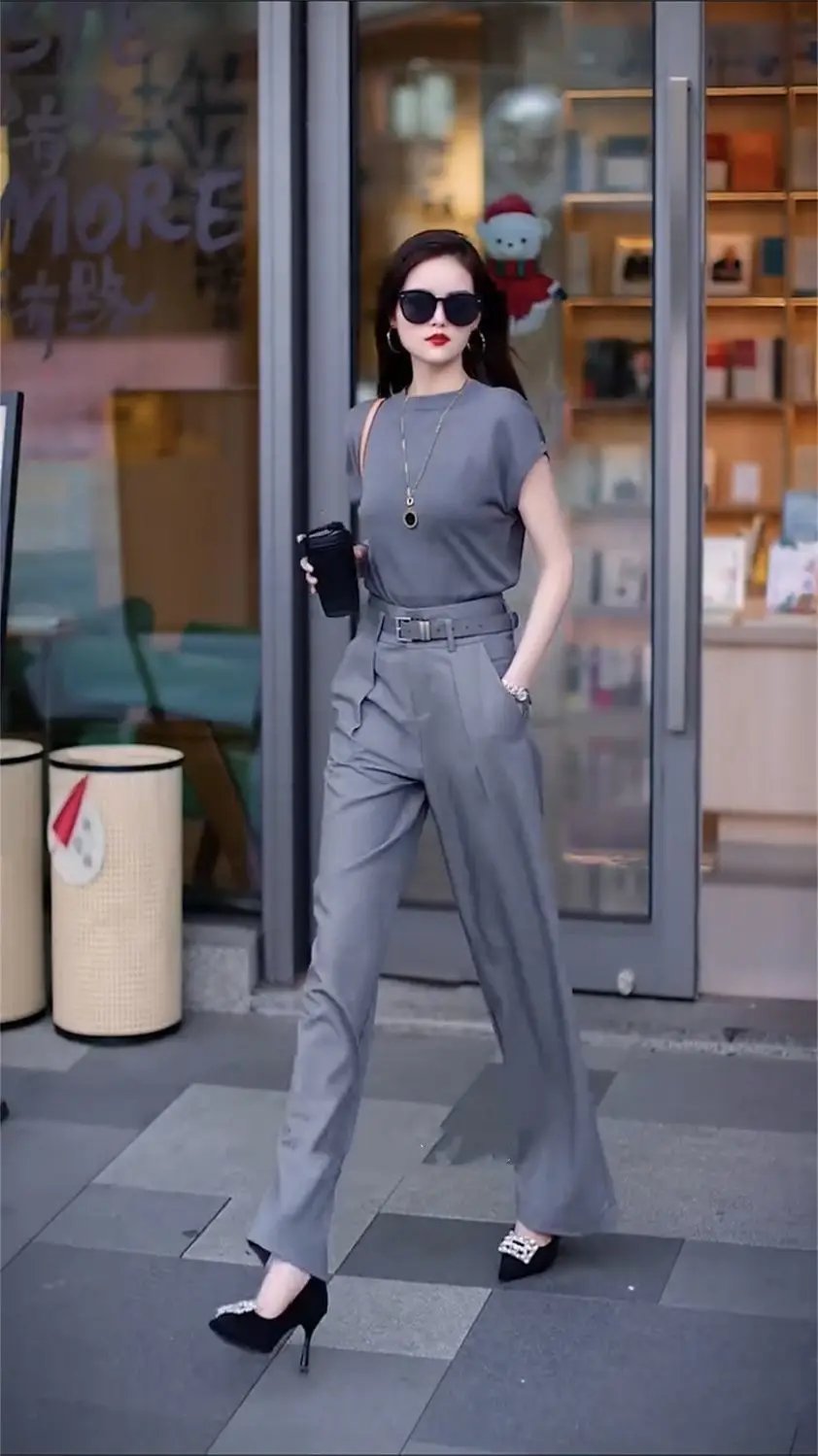 Casual Set for Women's 2024 Summer New Style Commuting Short Sleeved Top+high Waisted Straight Leg Pants Two-piece Set Casual Set for Women's 2024 Summer New Style Commuting Short Sleeved Top+high Waisted Straight Leg Pants Two-piece Set