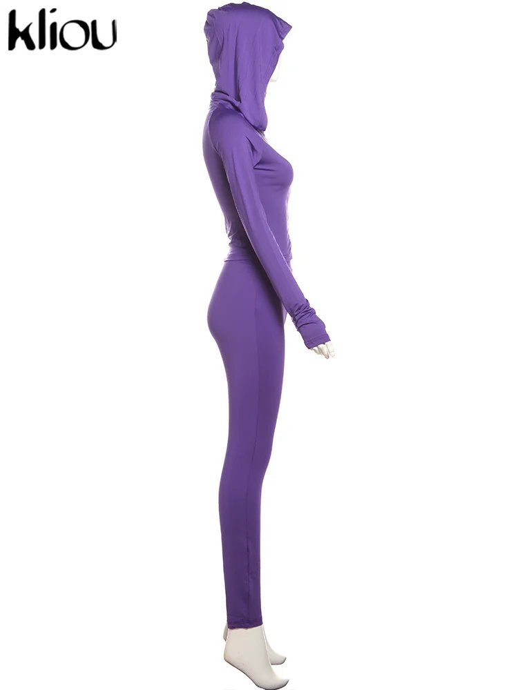 kliou Casual Women 2 Piece Set Classic Tracksuits Solid Long Sleeve Zip-up Hood Tops+Slim Elastic Pants Sporty Concise Outfits kliou Casual Women 2 Piece Set Classic Tracksuits Solid Long Sleeve Zip-up Hood Tops+Slim Elastic Pants Sporty Concise Outfits