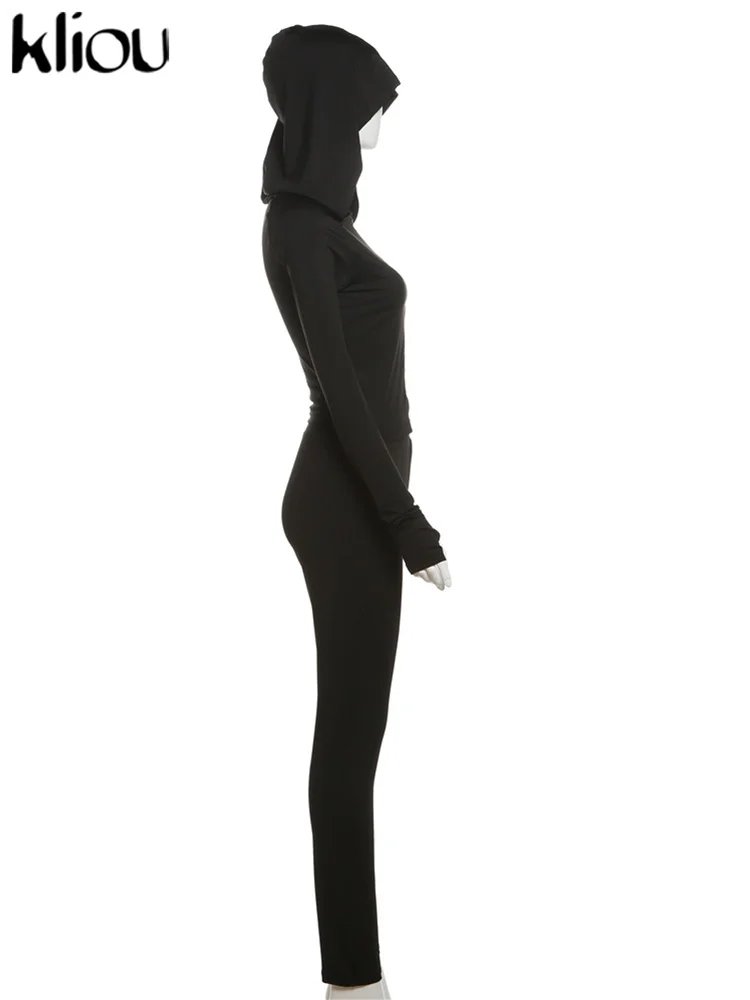 kliou Casual Women 2 Piece Set Classic Tracksuits Solid Long Sleeve Zip-up Hood Tops+Slim Elastic Pants Sporty Concise Outfits kliou Casual Women 2 Piece Set Classic Tracksuits Solid Long Sleeve Zip-up Hood Tops+Slim Elastic Pants Sporty Concise Outfits