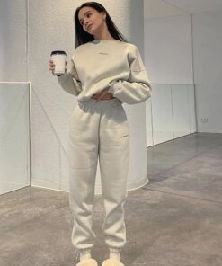 Autumn And Winter New Casual Sports Women's Suit Fashion Solid Color Simple Warm Pants Hoodie Female 2 Piece Set 2024