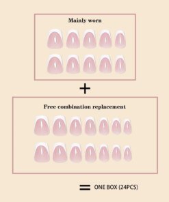 Alternative view of Fashion Trend Women Girls 24Pcs/Set Short Ballet Pink French White Border Full Coverage Wearable Fake Nail Press on Nail Art