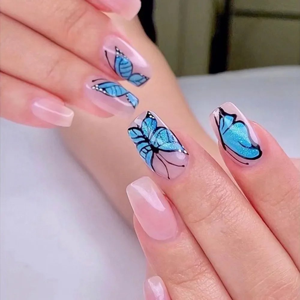24PCS Shiny Pearl Wearable False Nails Short Square Fake Nail Simple Press on Nails Detachable Full Cover Nail Tips With Glue 24PCS Shiny Pearl Wearable False Nails Short Square Fake Nail Simple Press on Nails Detachable Full Cover Nail Tips With Glue