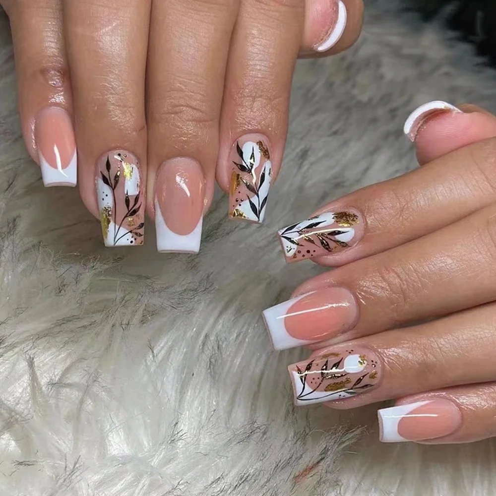 24PCS Shiny Pearl Wearable False Nails Short Square Fake Nail Simple Press on Nails Detachable Full Cover Nail Tips With Glue 24PCS Shiny Pearl Wearable False Nails Short Square Fake Nail Simple Press on Nails Detachable Full Cover Nail Tips With Glue