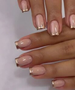 24Pcs French Tip Press on Nails Short Coffin False Nails Simple Wearable Fake Nails Frosted Full Cover Press on Nail Tips Art