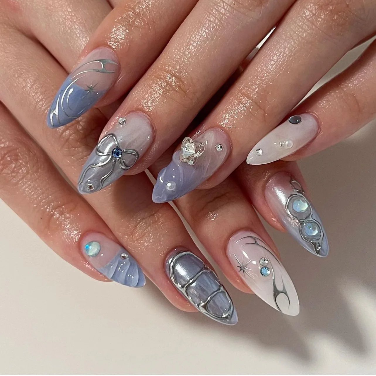 24Pcs Almond Press on Fake Nails Long French False Nails with Pink Bow Wearable Flower Design Oval Manicure Full Cover Nail Tips 24Pcs Almond Press on Fake Nails Long French False Nails with Pink Bow Wearable Flower Design Oval Manicure Full Cover Nail Tips