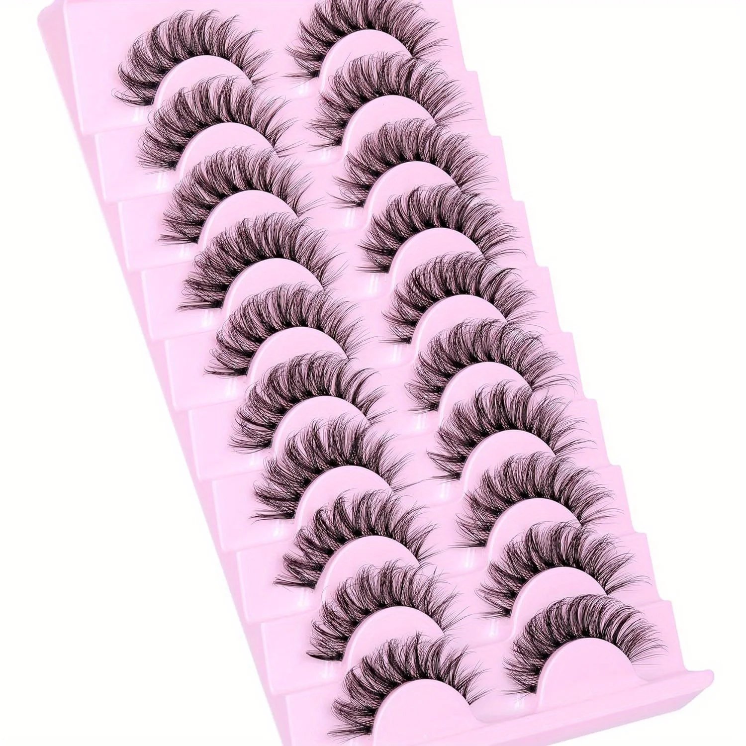 10 Pairs Natural Fluffy D Curl 3D Volume Wispy False Eyelashes with Clear Band - Soft, Lightweight, and - Reusable Lashes 10 Pairs Natural Fluffy D Curl 3D Volume Wispy False Eyelashes with Clear Band - Soft, Lightweight, and - Reusable Lashes