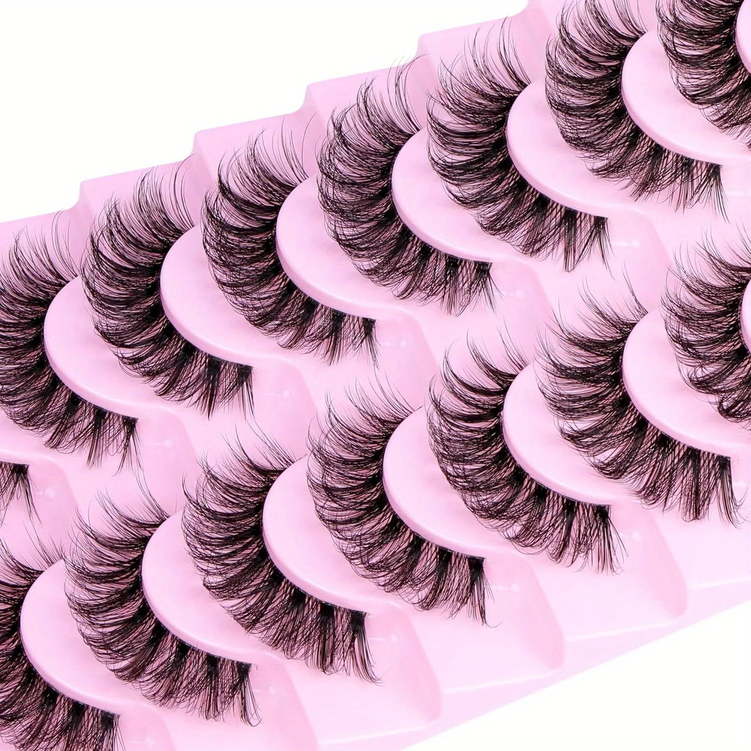 10 Pairs Natural Fluffy D Curl 3D Volume Wispy False Eyelashes with Clear Band - Soft, Lightweight, and - Reusable Lashes 10 Pairs Natural Fluffy D Curl 3D Volume Wispy False Eyelashes with Clear Band - Soft, Lightweight, and - Reusable Lashes