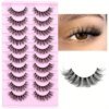 10 Pairs Natural Fluffy D Curl 3D Volume Wispy False Eyelashes with Clear Band - Soft, Lightweight, and - Reusable Lashes