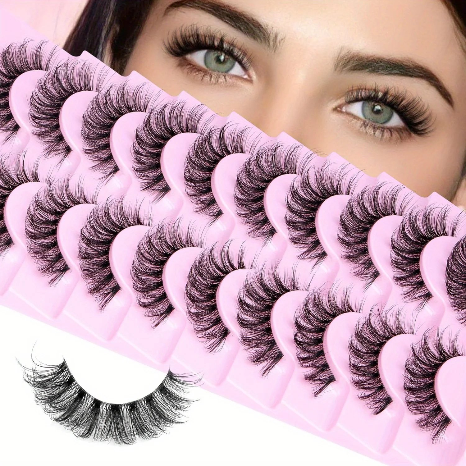 10 Pairs Natural Fluffy D Curl 3D Volume Wispy False Eyelashes with Clear Band - Soft, Lightweight, and - Reusable Lashes 10 Pairs Natural Fluffy D Curl 3D Volume Wispy False Eyelashes with Clear Band - Soft, Lightweight, and - Reusable Lashes