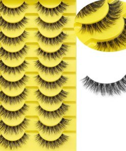 Invisible band Lashes 10 Pairs 3D Faux Mink Lashes Natural short Transparent Terrier Lashes Clear Band Soft Eyelashes Extension