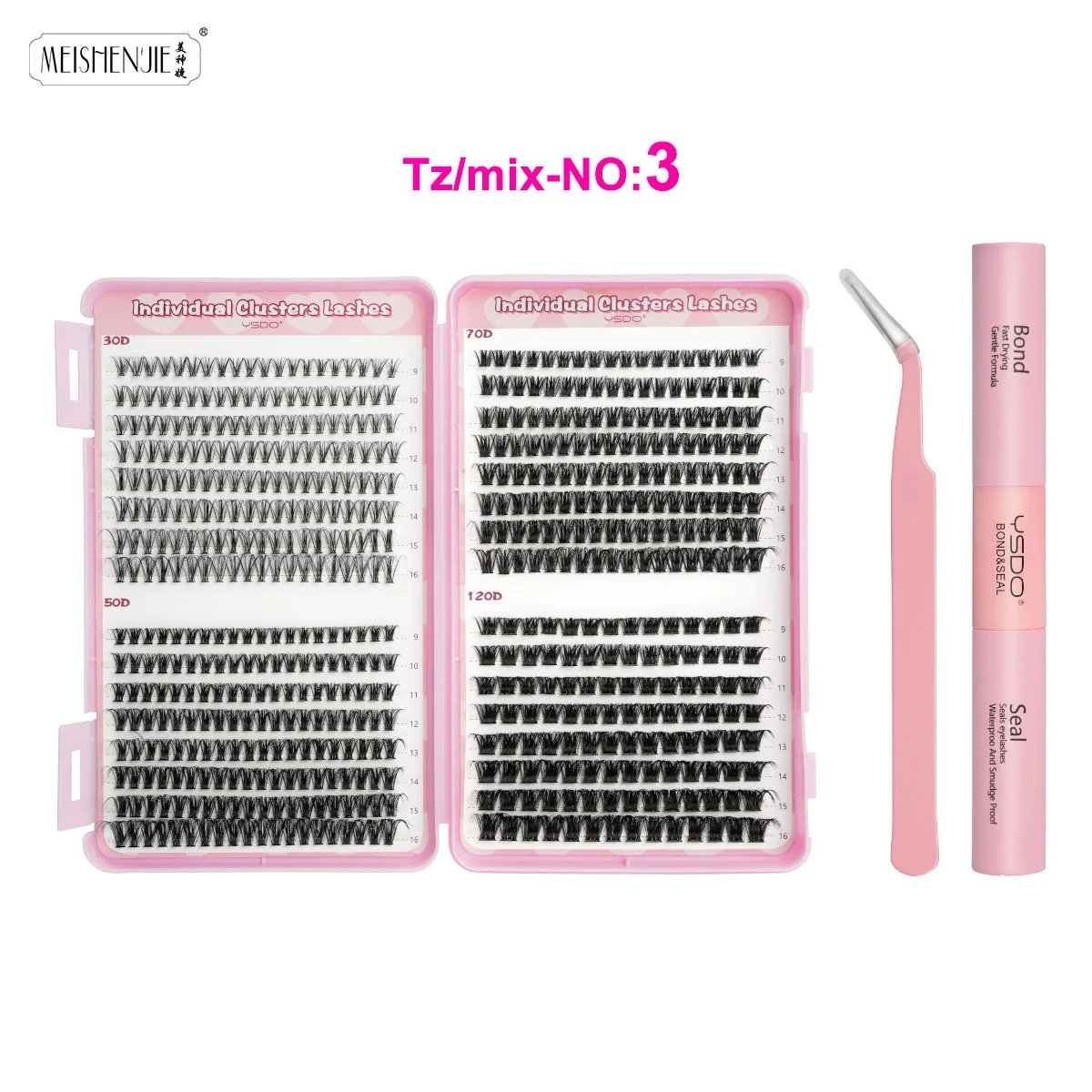 16Rows Individual Lash Clusters Kit with Waterproof DIY Lash Kit Lash Bond And Seal and Eyelash Tweezers Set Extension Lashes 16Rows Individual Lash Clusters Kit with Waterproof DIY Lash Kit Lash Bond And Seal and Eyelash Tweezers Set Extension Lashes