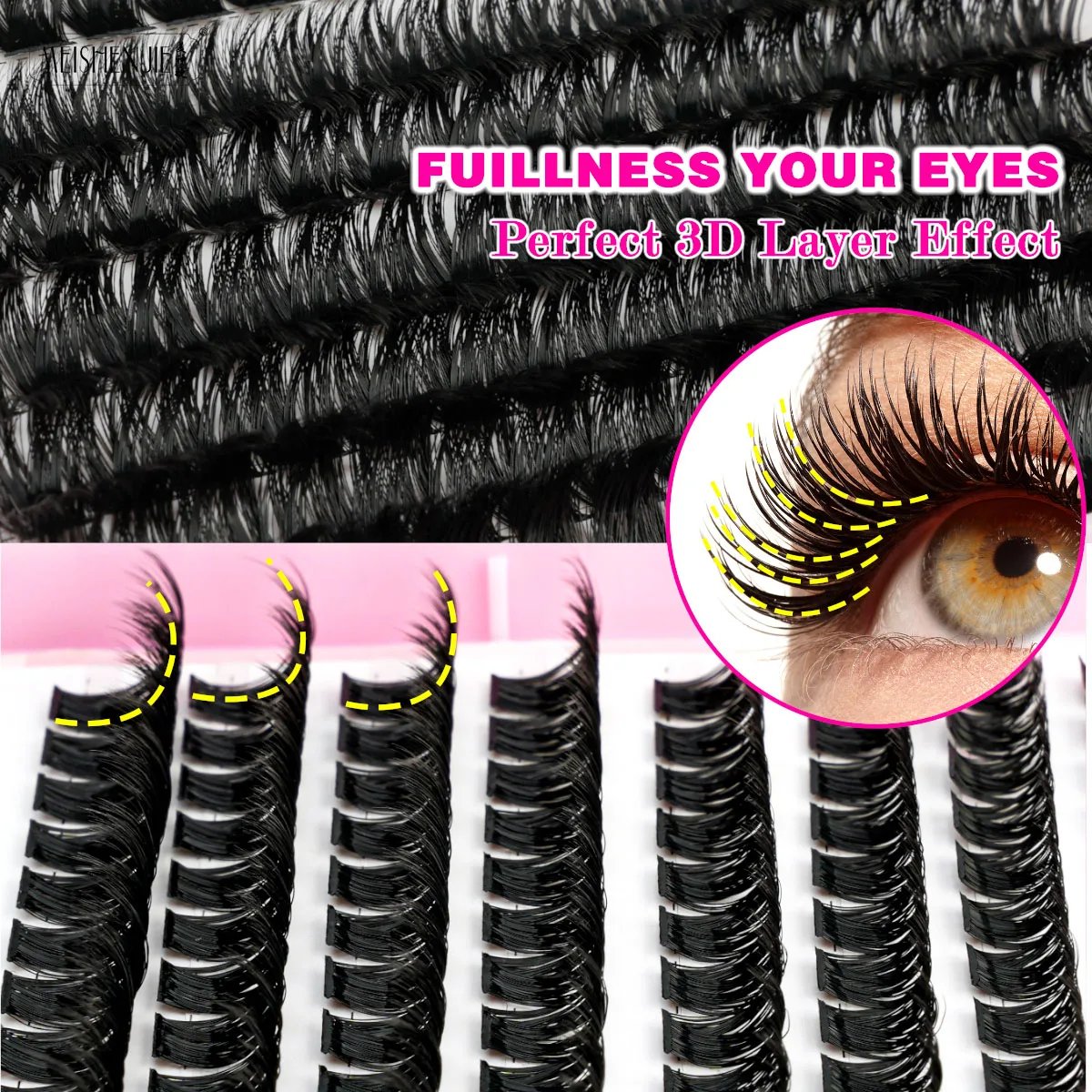 16Rows Individual Lash Clusters Kit with Waterproof DIY Lash Kit Lash Bond And Seal and Eyelash Tweezers Set Extension Lashes 16Rows Individual Lash Clusters Kit with Waterproof DIY Lash Kit Lash Bond And Seal and Eyelash Tweezers Set Extension Lashes
