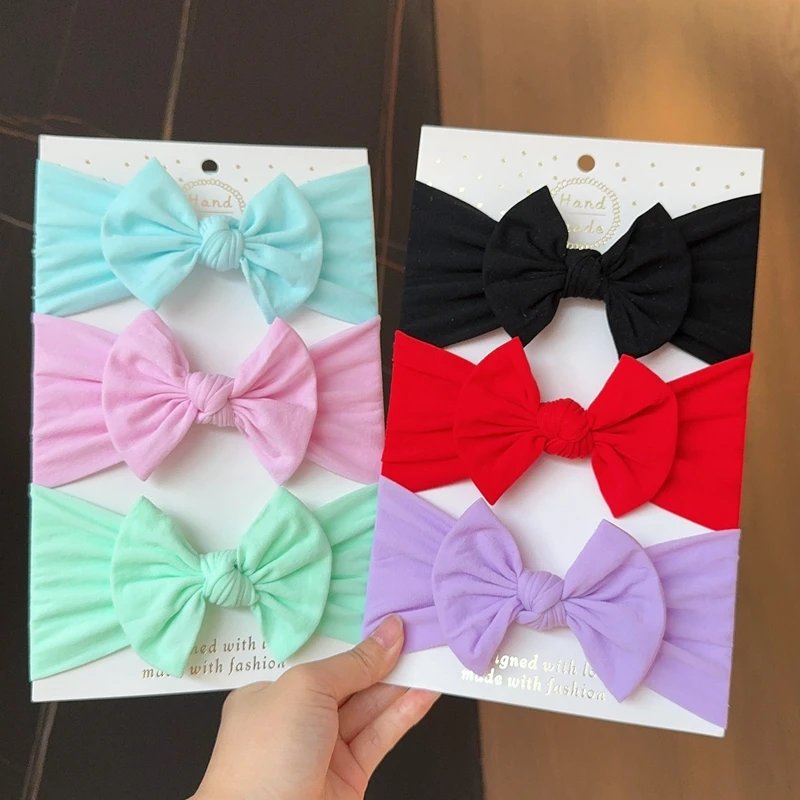 3pcs Baby Girl Bows Headband Newborn Turban Hairband Accessory Kids HairBand Outdoor Toddler Children HeadWrap Hair Accessories