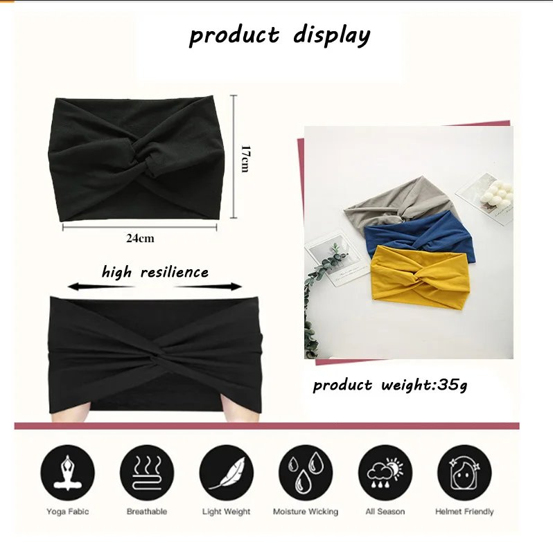 Europe and The United States New Wide Hair Band Women Sports Cross Headband Yoga Elastic Headband Hair Accessories Wholesale