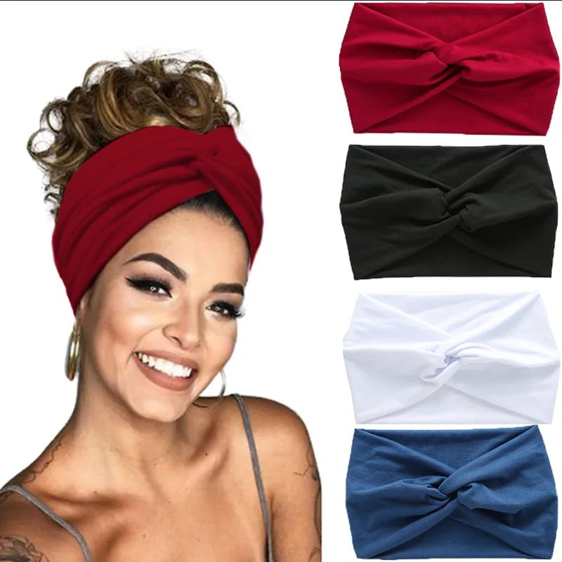 Europe and The United States New Wide Hair Band Women Sports Cross Headband Yoga Elastic Headband Hair Accessories Wholesale