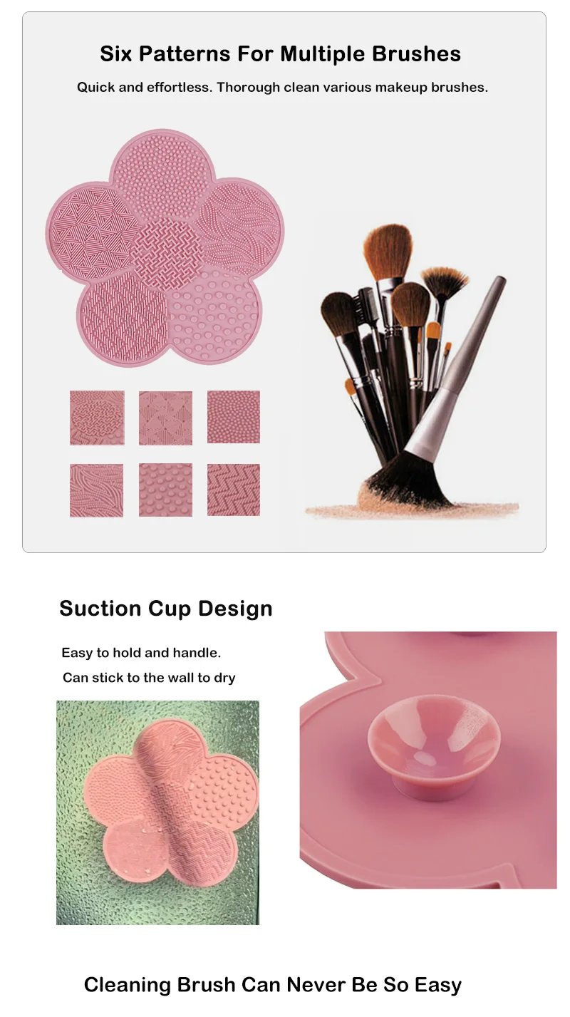 Silicone Make Up Cleaning Brush Scrubber Pad Cleansing Washing Tool Cosmetic Silicone Makeup Brush Mat Cleaner with Suction Cup