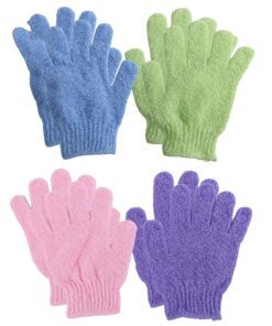 4 Pair Shower Bath Gloves Exfoliating Wash Skin Spa Massage Body Scrubber Cleaner
