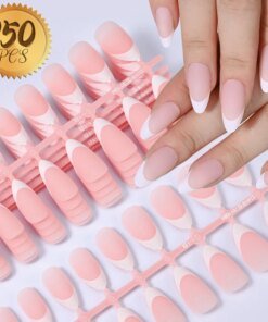 120/150Pcs Matte/Glossy Nude Pink Almond False Nail Pre-made French Short Almond Nail Tips Press On Nails Full-Cover Fingernails