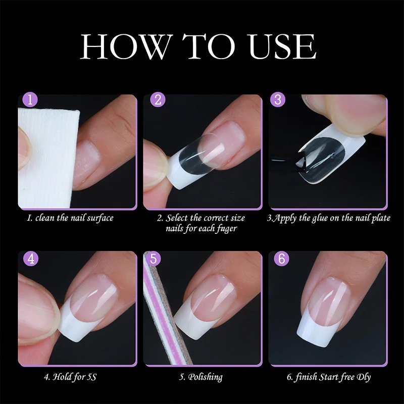 150pcs/set Charming French Ballet Wearable Fake Nail Tips Press On Nail Seamless Removable Wearing Reusable Full Cover Nail Tips