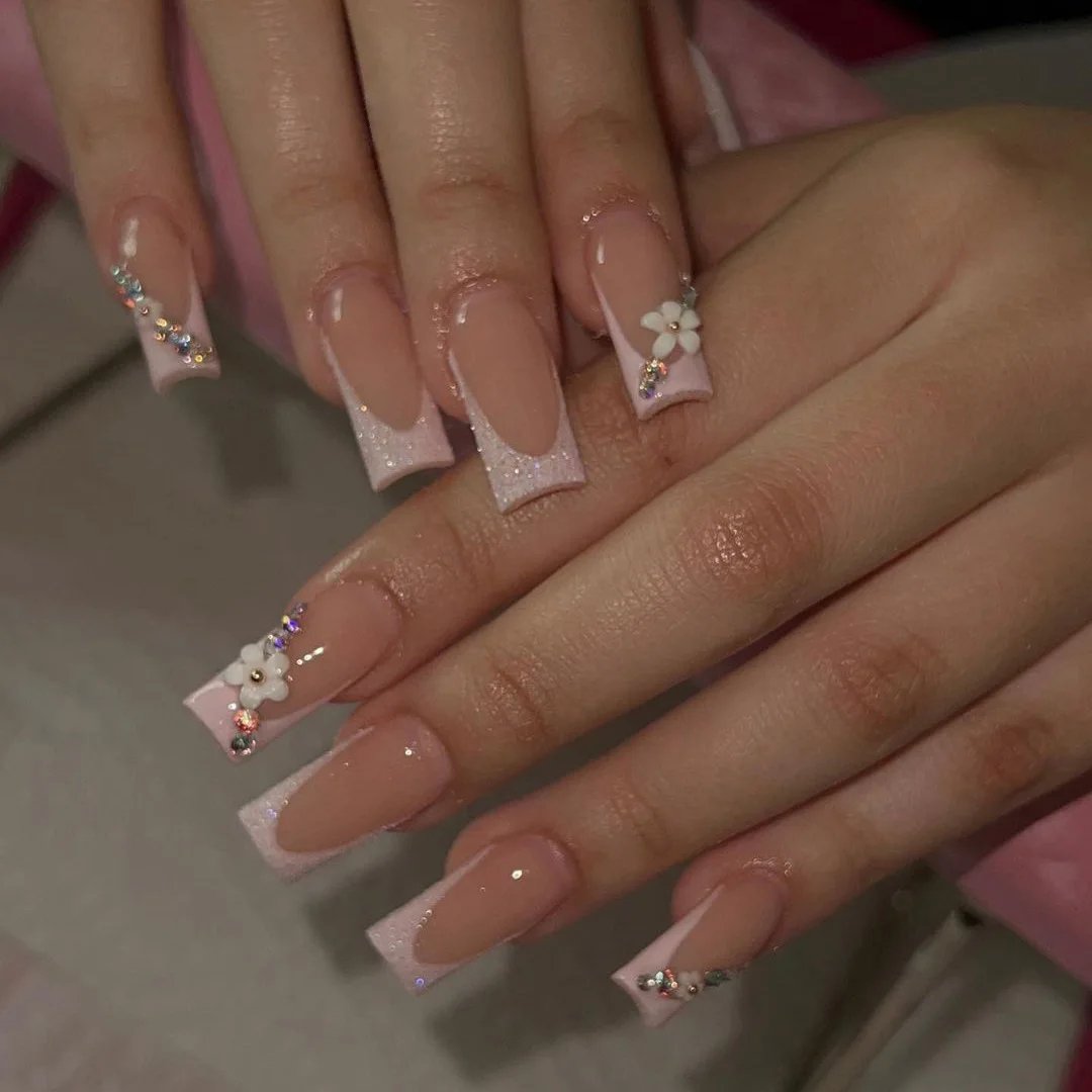 24pcs False Nails with glue butterfly design Long Coffin French Ballerina Fake Nails Full Cover acrylic Nail Tips Press On Nails 24pcs False Nails with glue butterfly design Long Coffin French Ballerina Fake Nails Full Cover acrylic Nail Tips Press On Nails