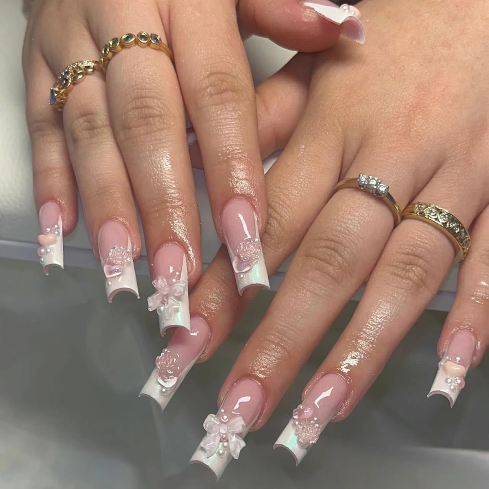 24pcs False Nails with glue butterfly design Long Coffin French Ballerina Fake Nails Full Cover acrylic Nail Tips Press On Nails 24pcs False Nails with glue butterfly design Long Coffin French Ballerina Fake Nails Full Cover acrylic Nail Tips Press On Nails