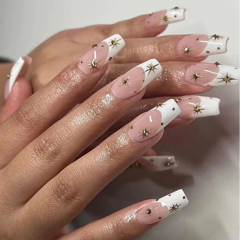 24pcs False Nails with glue butterfly design Long Coffin French Ballerina Fake Nails Full Cover acrylic Nail Tips Press On Nails 24pcs False Nails with glue butterfly design Long Coffin French Ballerina Fake Nails Full Cover acrylic Nail Tips Press On Nails