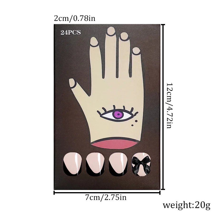 24pcs Press on Nails Short Almond Bowknot Black Press on Nails White Pearl Sweet French Tip Press on Nails Cute Nail Artificial 24pcs Press on Nails Short Almond Bowknot Black Press on Nails White Pearl Sweet French Tip Press on Nails Cute Nail Artificial