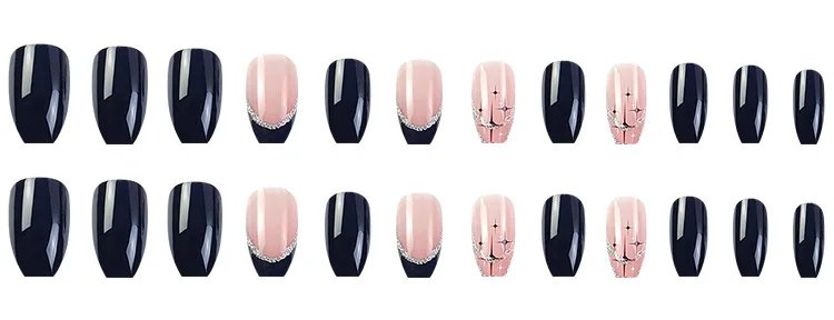 Christmas Press on False Nails Snow Print Fashion Tip Fake Nail 24 Pcs/Set Women Stick on Nail Art Acrylic Red & White Nails