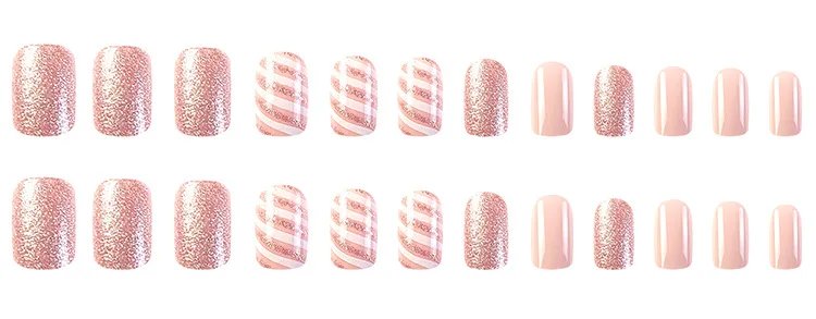 Christmas Press on False Nails Snow Print Fashion Tip Fake Nail 24 Pcs/Set Women Stick on Nail Art Acrylic Red & White Nails