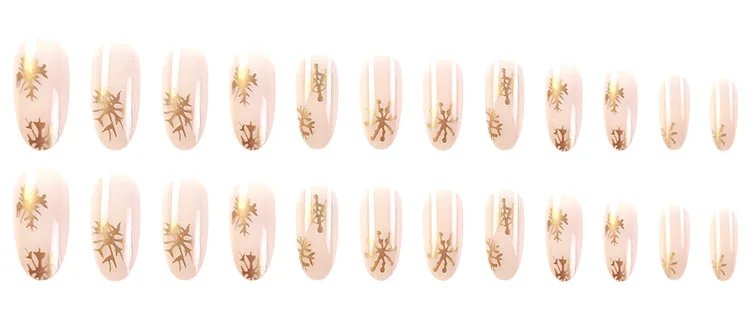 Christmas Press on False Nails Snow Print Fashion Tip Fake Nail 24 Pcs/Set Women Stick on Nail Art Acrylic Red & White Nails