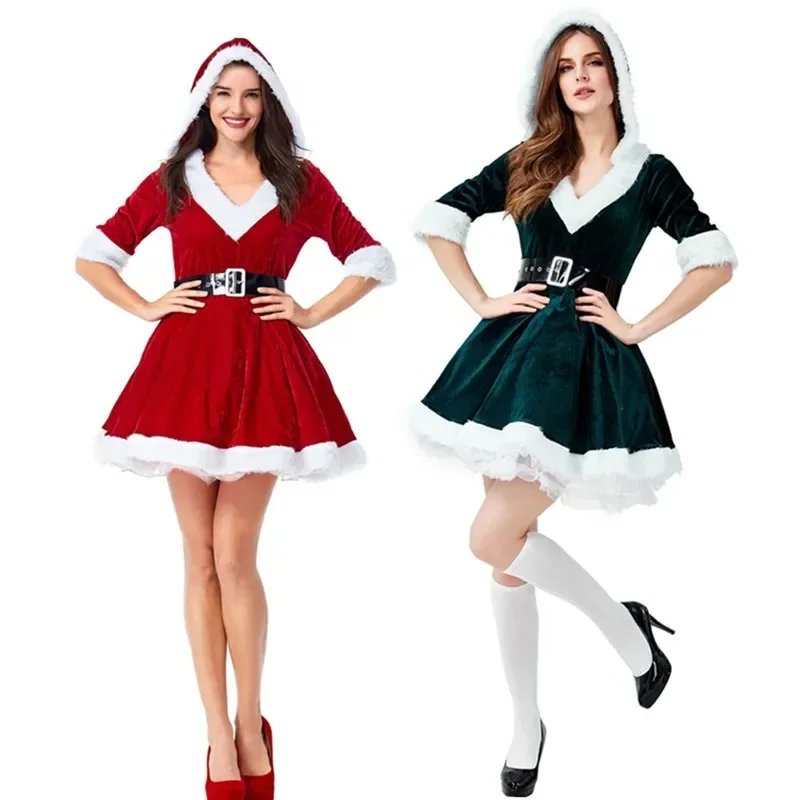 New Year Christmas Fashion Xmas Miss Dress Suit Women Christmas Fancy Sexy Outfits Hoodie Dress Santa Claus Cosplay Costumes New Year Christmas Fashion Xmas Miss Dress Suit Women Christmas Fancy Sexy Outfits Hoodie Dress Santa Claus Cosplay Costumes