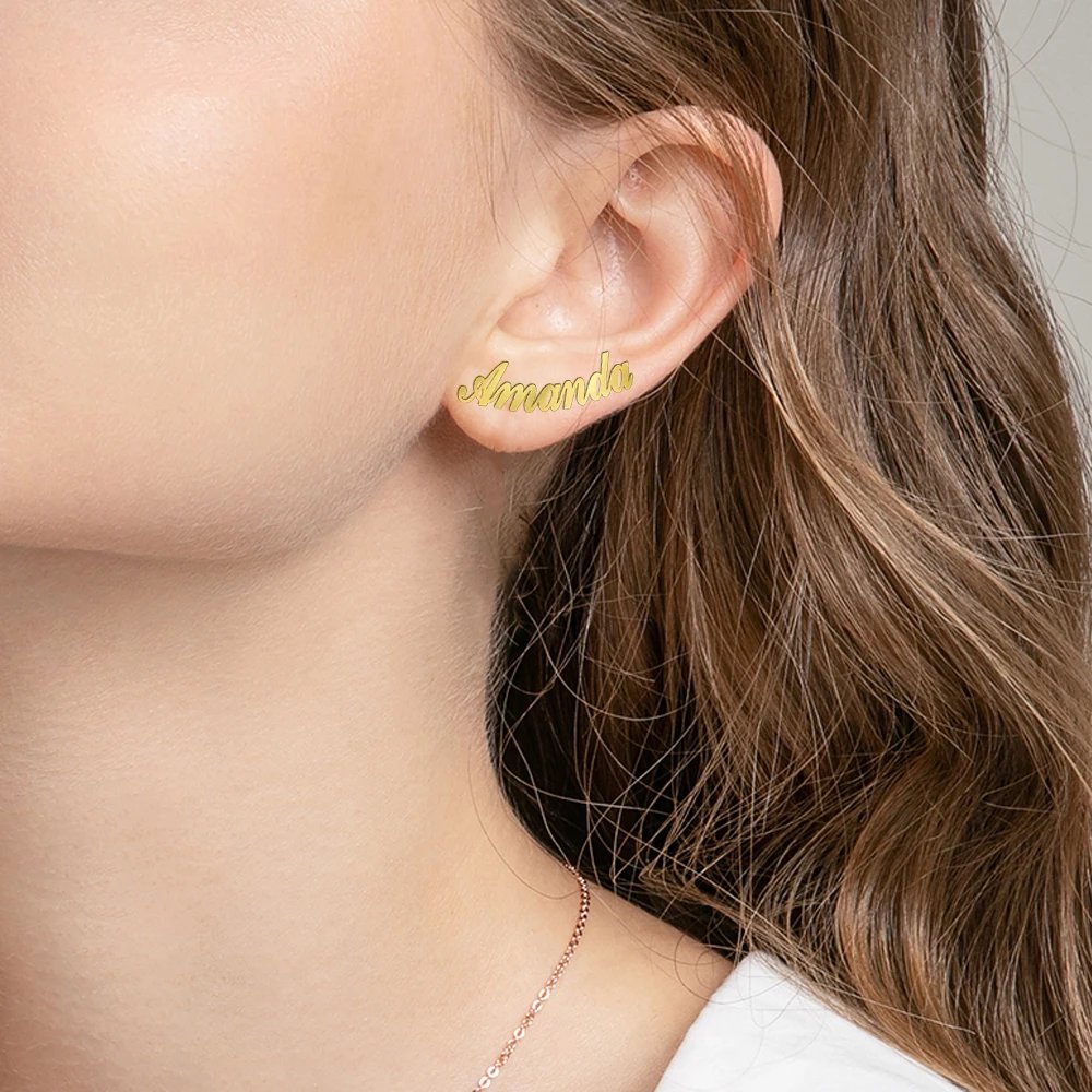 Sipuris Fashion Custom Name Earrings Personalized Stainless Steel Initial Letter Nameplate Jewelry For Women Stud Earrings Gifts Sipuris Fashion Custom Name Earrings Personalized Stainless Steel Initial Letter Nameplate Jewelry For Women Stud Earrings Gifts