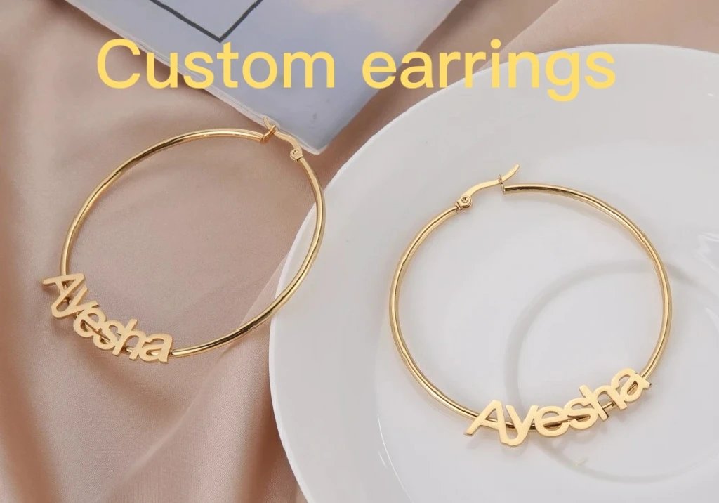 Sipuris Fashion Custom Name Earrings Personalized Stainless Steel Initial Letter Nameplate Jewelry For Women Stud Earrings Gifts