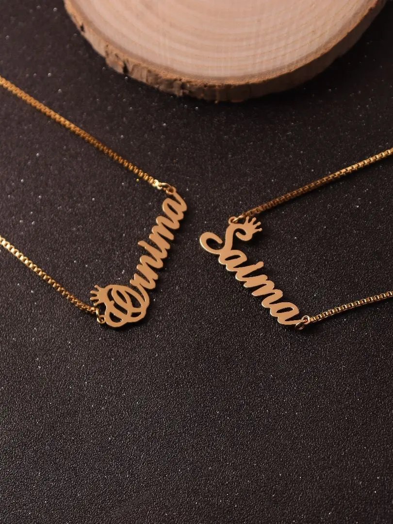 Personalised Gold Name Necklace with Box Chain Custom Name Necklace Handmade Jewelry Personalised Birthday Gift for Her Mom