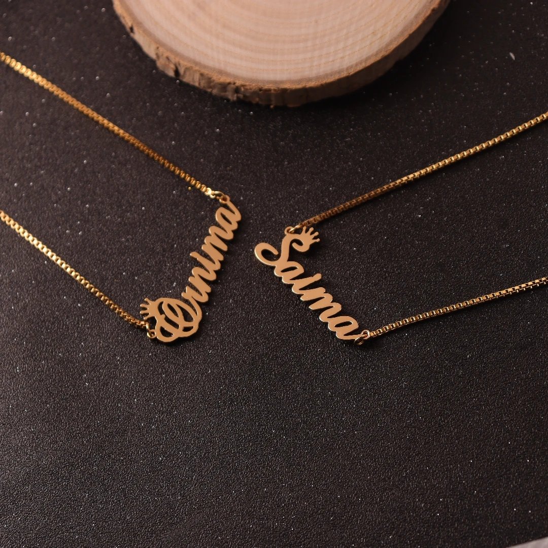 Personalised Gold Name Necklace with Box Chain Custom Name Necklace Handmade Jewelry Personalised Birthday Gift for Her Mom