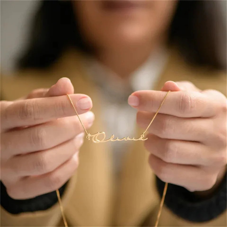 Personalised Gold Name Necklace with Box Chain Custom Name Necklace Handmade Jewelry Personalised Birthday Gift for Her Mom